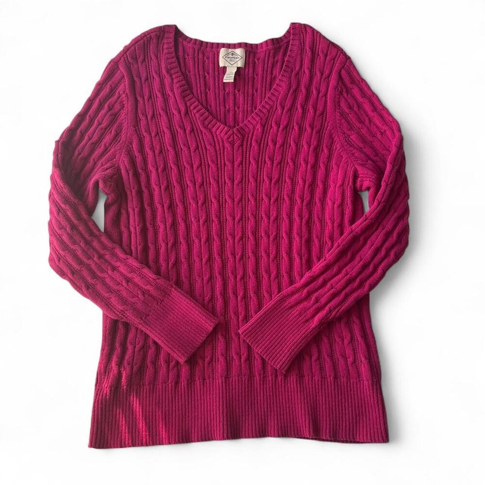 St. John’s Bay Hot Pink Cable Knit V-Neck Sweater.